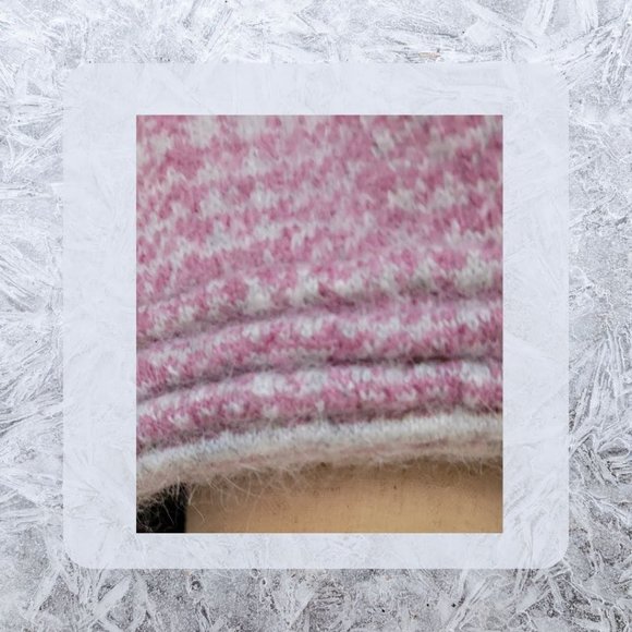 Raspberry & Grey Knit Herringbone Baker Boy Hat accent on side sparkles in Front - Picture 9 of 11